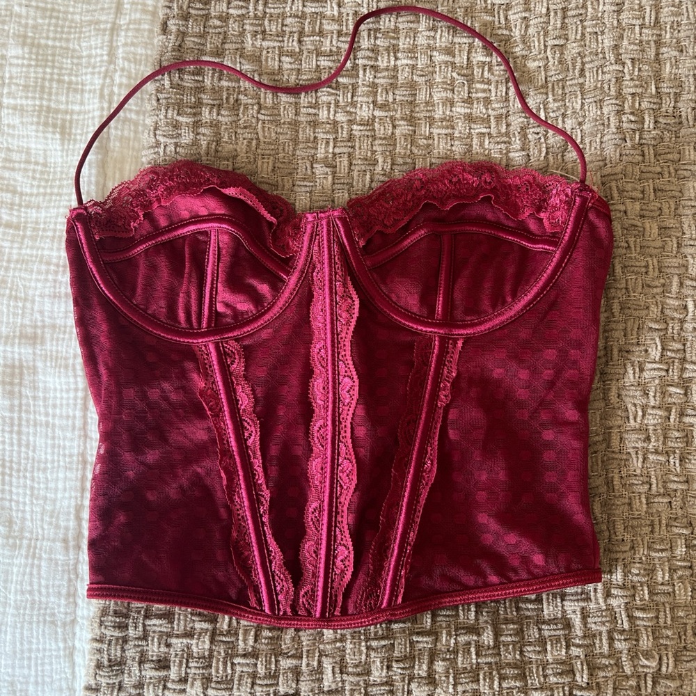 Red Velvet Shapewear Bustier with Sweetheart Neckline